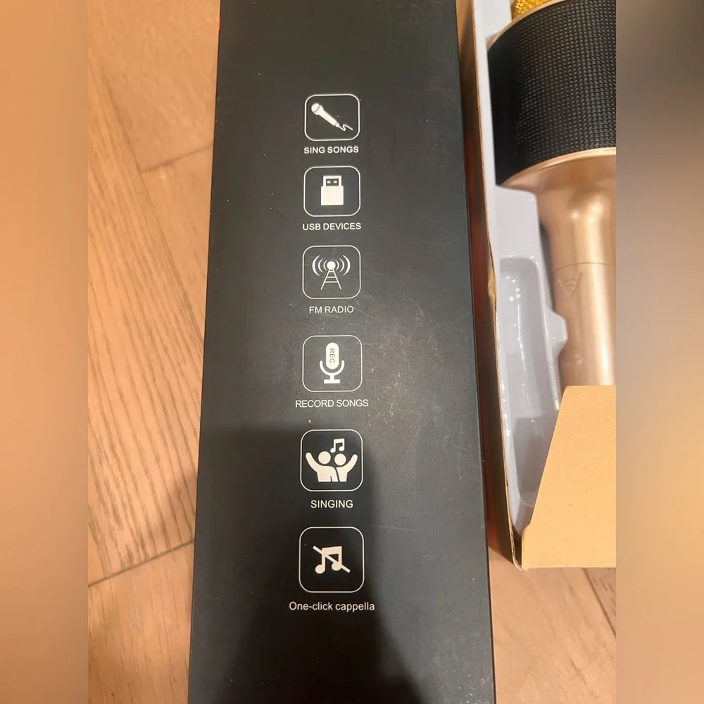 Gold and Black Wireless Microphone with Disco Lights